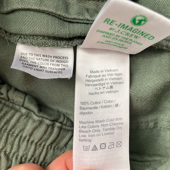 J. Crew XXS Green 100% Cotton Cotton Cropped Pants With Drawstring - Picture 7 of 10